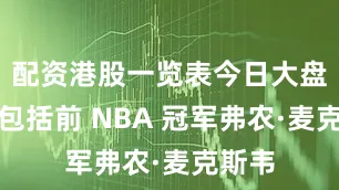 配资港股一览表今日大盘其中包括前 NBA 冠军弗农·麦克斯韦